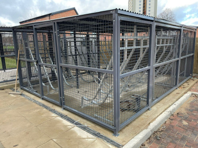 Semi Vertical Bike Enclosure for 30 Bikes
