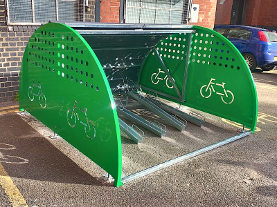 Small Secure Bike Shelter in Green