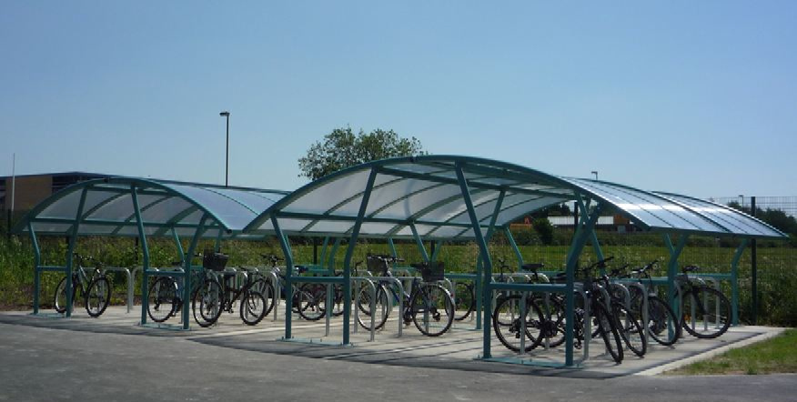 Image of Bike Dock Solutions Cambrdige Cycle Shelters set up at a university